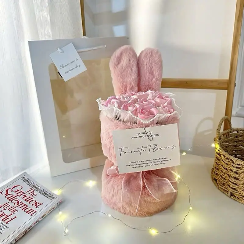 Bó hoa tai thỏ với đèn led nháy siêu đáng yêu và túi đựng quà tặng Decor Decor Phòng Trang Trí Nhà