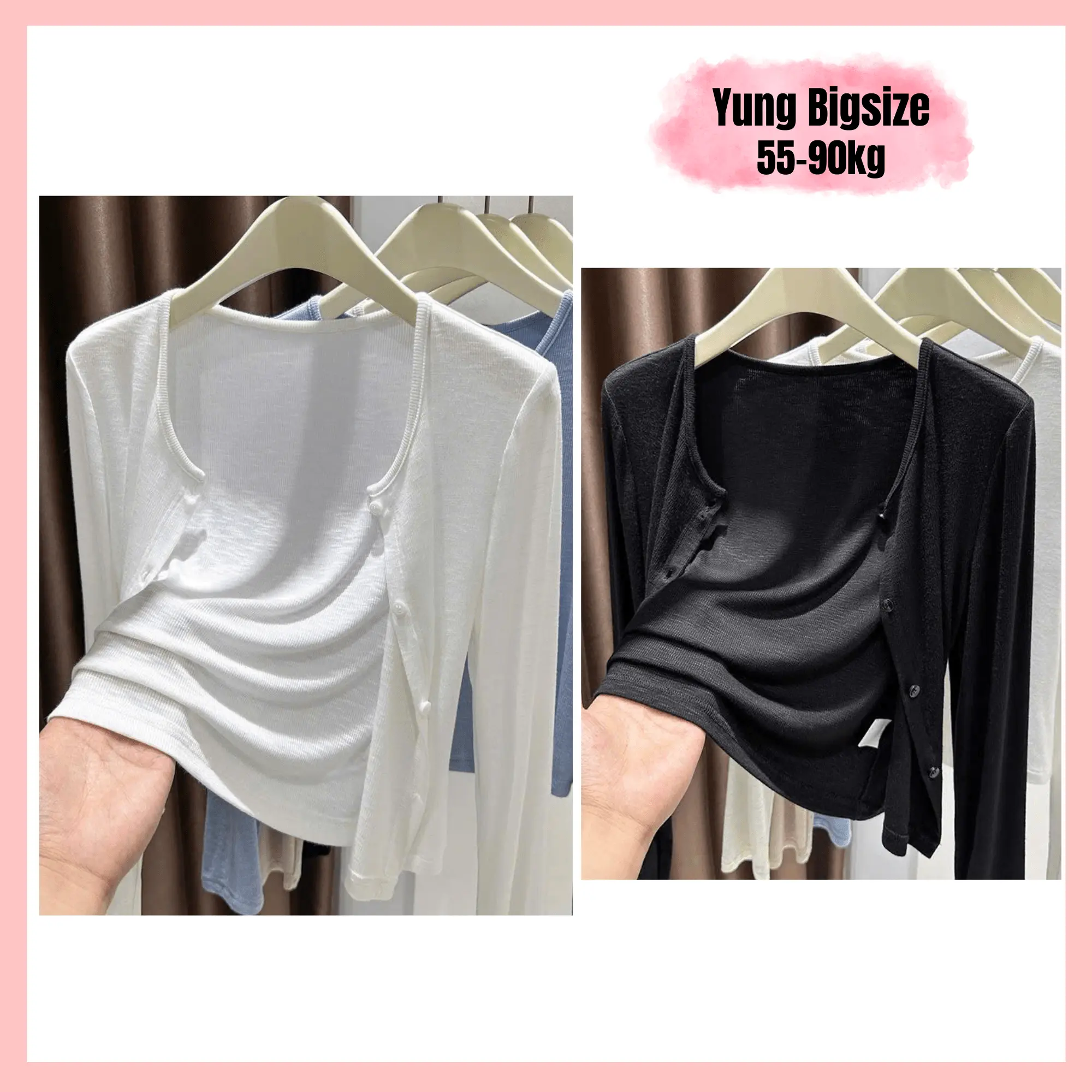 Áo khoác Cadigan bigsize chất mềm mịn kèm nút 55-90kg Yung Bigsize Nữ Women