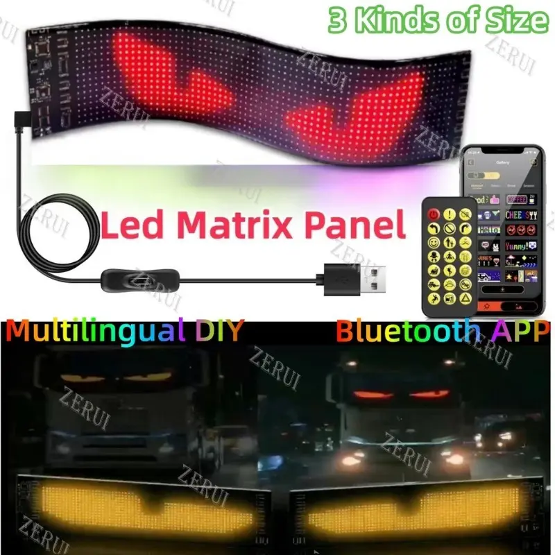 ZR For Car Truck Devil's Eye Animation Display Lights 5V USB LED Matrix ...
