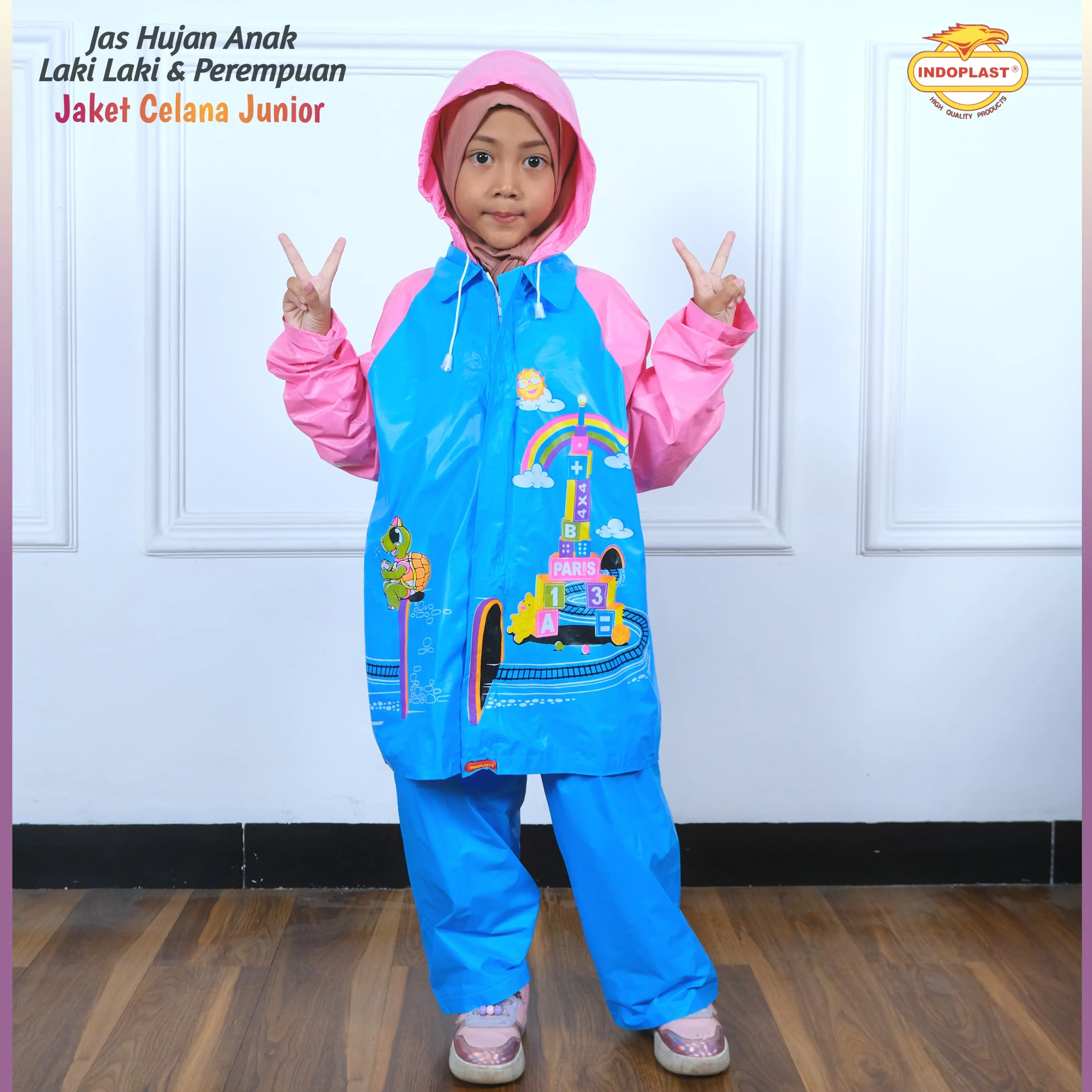[Fiiyasshop] Jas Hujan Anak Junior Dapat digunakan kembali Tahan air