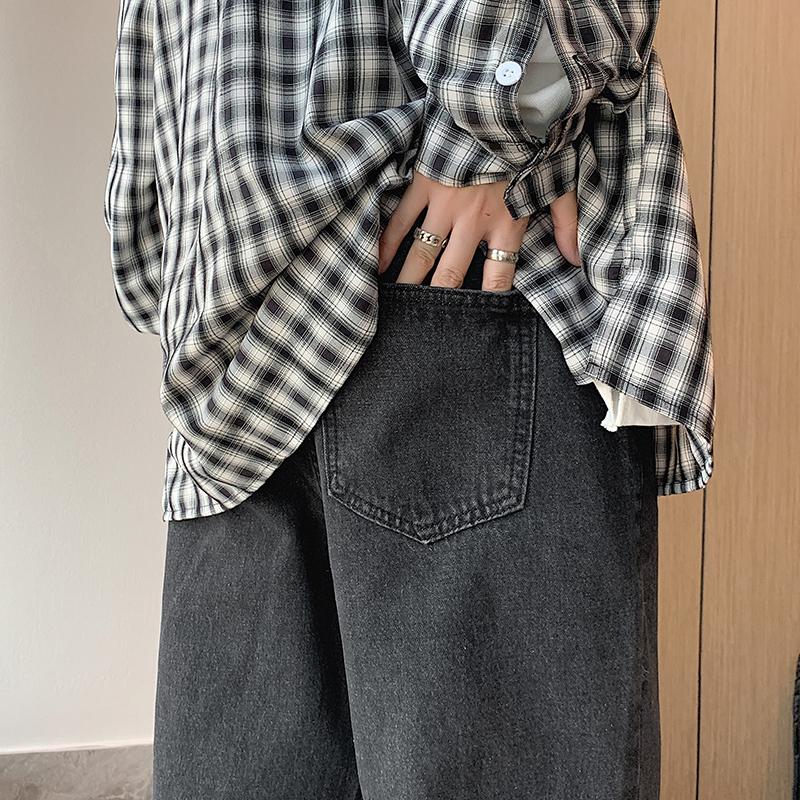 Product Introduction of Celana Jeans Pria Oversize Celana Panjang Pria Dewasa  Kulot Casual Hitam Straight Jeans Jumbo Celana Jeans Putih Wide Leg Pants Biru Baggy Boyfriend Pants Korean Style Denim Warna Blue Basic Promo Black s m l xl xxl xxxl 14
