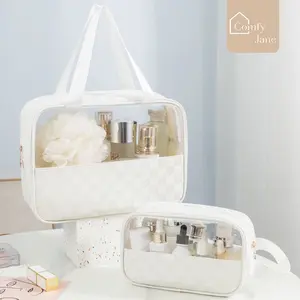 ComfyJane Washbag Tansparan Tas Travel Tas Make Up Kosmetik Travel Pouch Waterproof Bahan Kulit AO016 washbag  besar