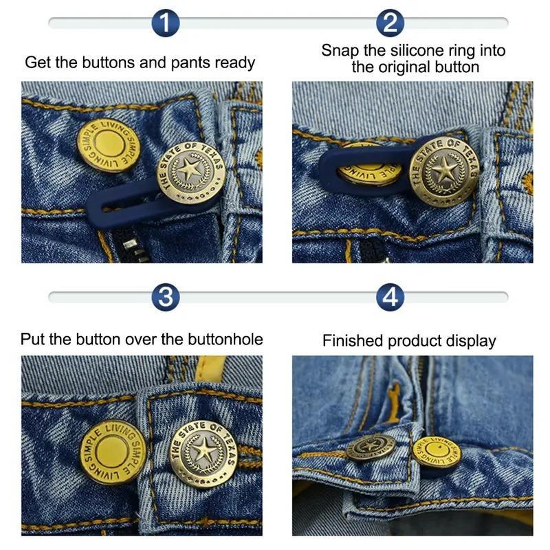 Random Color Practical No Sew Jeans Extender Button, 5pcs Jeans Button, Jeans Buckle, Sewing Accessories 4