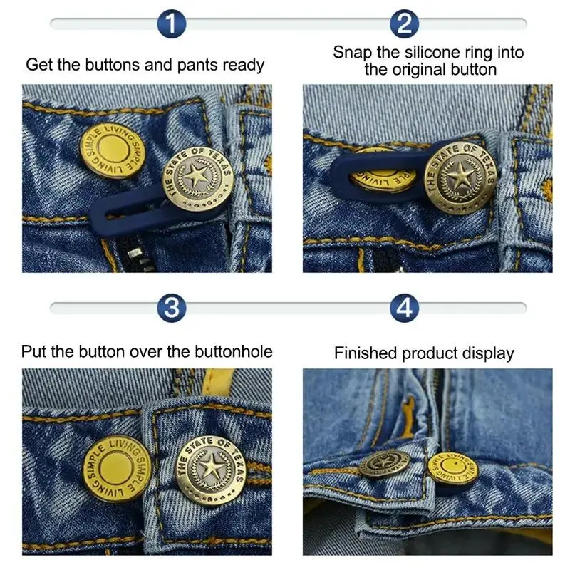 Random Color Practical No Sew Jeans Extender Button, 5pcs Jeans Button, Jeans Buckle, Sewing Accessories 4