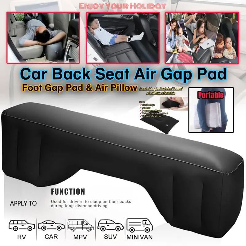 Car Travel Inflatable Bed Rear Seat Inflatable Mattress Foot Gap Pad Air Pillow Nap Cushion Tilam Kereta Bantal Angin