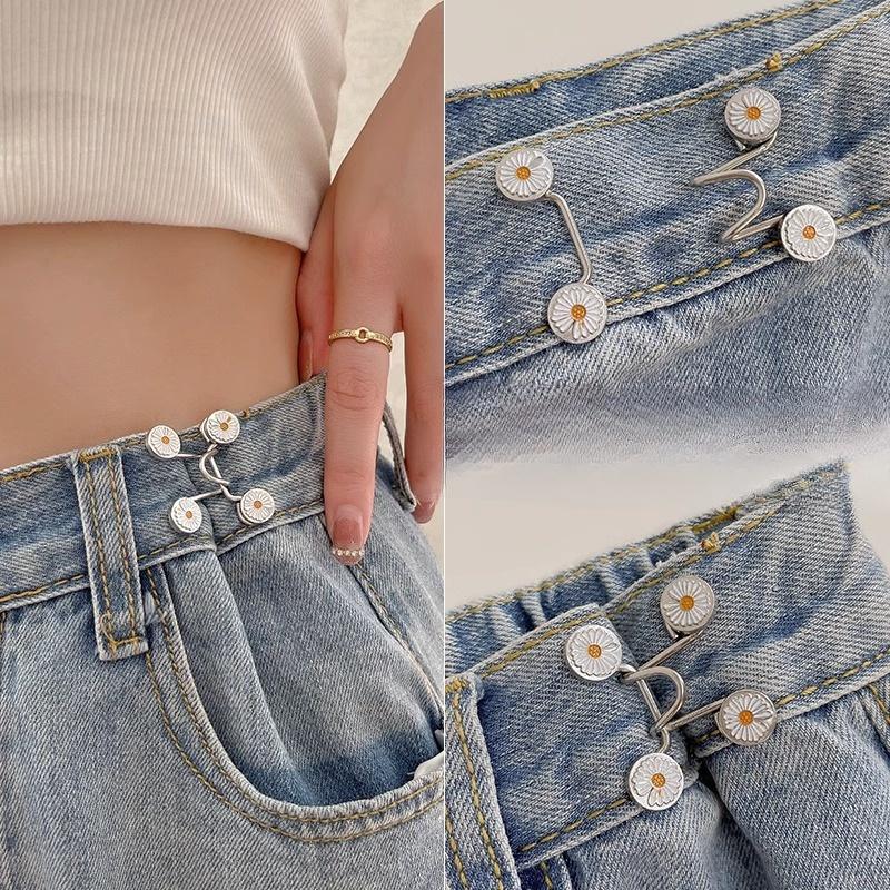 Kancing Pengecil Jeans Logam Simpel Adjustable Motif Bunga Daisy GROSIR 3