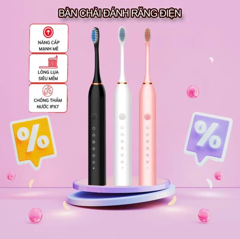 Bàn Chải Đánh Răng Điện Vệ Sinh 5 Chế Độ Pin Sạc 1200MAH, Kèm Dây Cắm Sạc USD, Kèm Đầu Thay Thế Tiện Dụng, Kiểu Dáng Cute 9