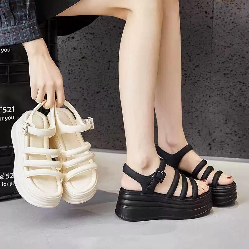 Giày sandal quai hậu nữ độn đế 6cm 3 quai chất nhẹ DéP