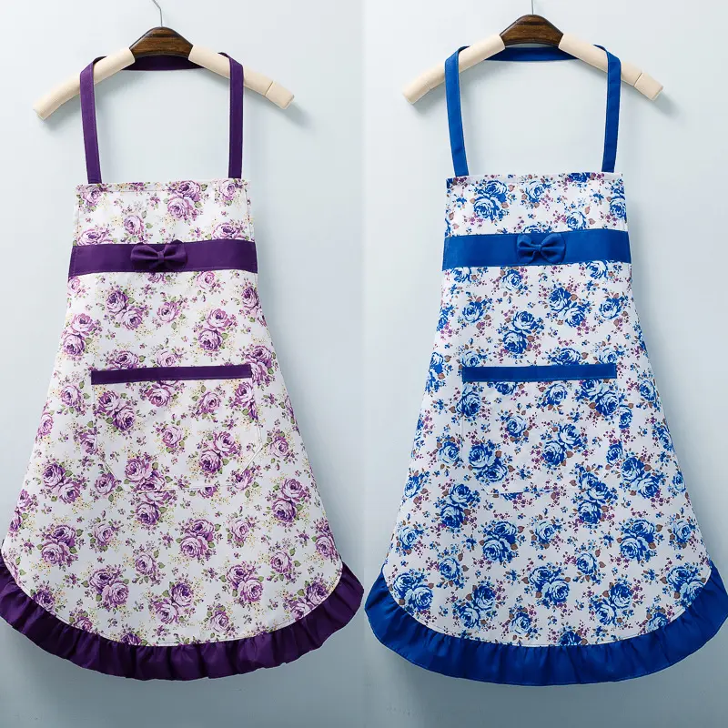 Kitchen home apron Breathable oil-proof fabric for women Korean floral waist wrap set Flower Gift Traditional Household