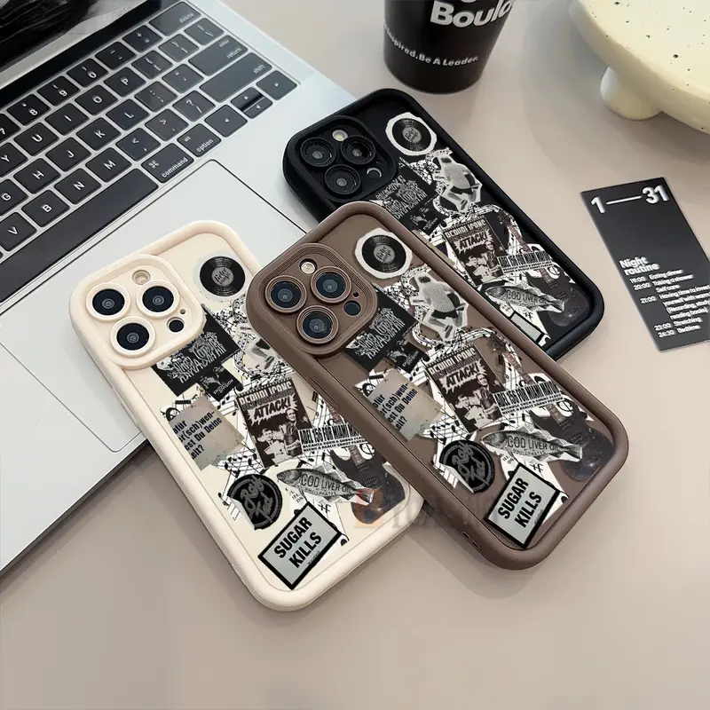 Case For Redmi A3 12 13C 12C 10C 9C A1 9A A2 Note 12 Pro Note11 11S 10S 12 9 10A Poco M3 Pro X5 Poco C61 POCO M6 4G  Artistic Dark Moon Butterfly and American Label Illustration Silicone Soft Case Cover Case PANDU PATRIA 0