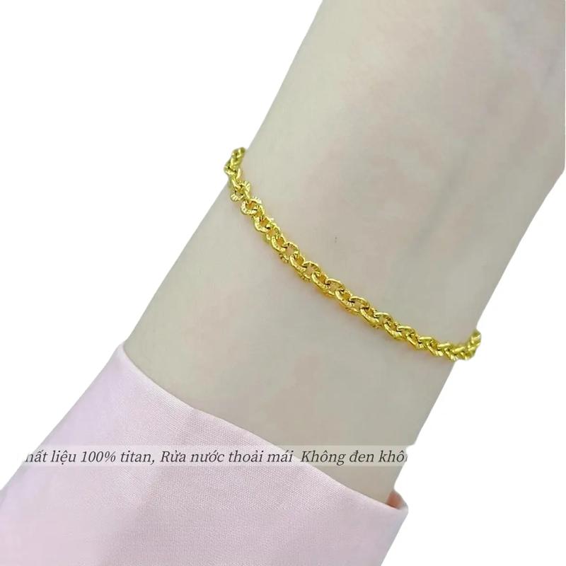  Lắc tay mắt xích nhỏ chất liệu titan 18k không đen hoen gỉ bền màu 1-2 năm dành cho nữ mạ vàng 18k phong cách hiện đại in hoạ tiết lấp lánh thời trang sang trọng cho nữ giới women trang sức vòng tay. Phụ Kiện Móc Khoá Hoa 