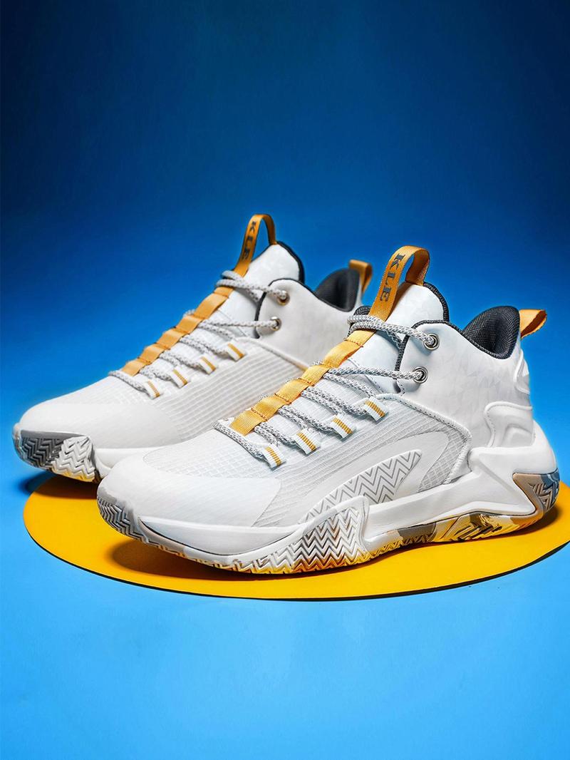Product Introduction of Unisex Colorblock Lace Up High Top Basketball Shoes, Casual Comfortable Breathable Sports Shoes for Outdoor Wear, Sports Footwear for Men Women, 2024 New Trendy Sportswear for Summer 4