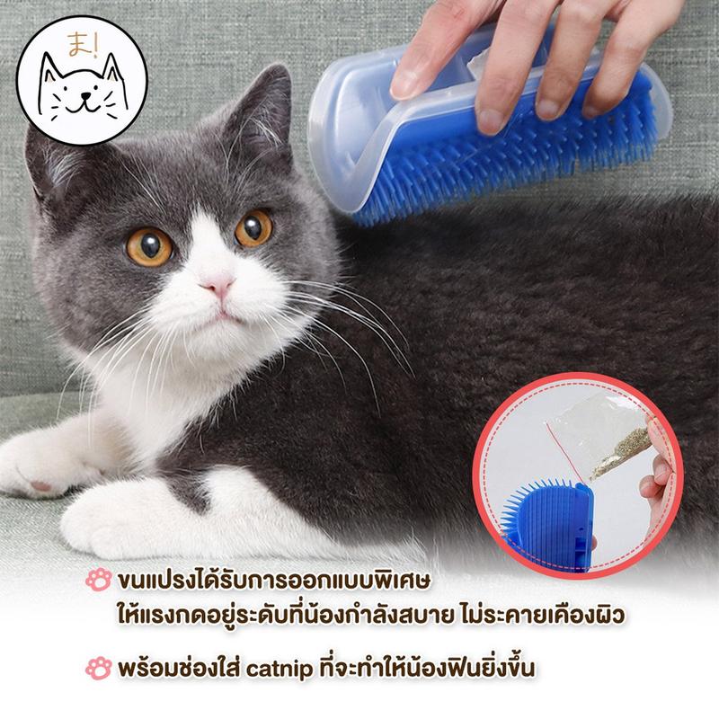 Product Introduction of KUMA ま แปรงนวดแมว แปรงหวีขน แบบเข้ามุม ที่นวดแมว แถมฟรี! แคทนิปแมว แปรงนวดขนแมว Cat Self Groomer 26