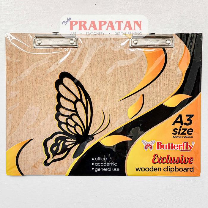 Gambar Butterfly Wooden Clipboard A3 | Papan Jalan A3 | Papan Ujian dari Toko Prapatan_NEW Kota Administrasi Jakarta Timur Tokopedia