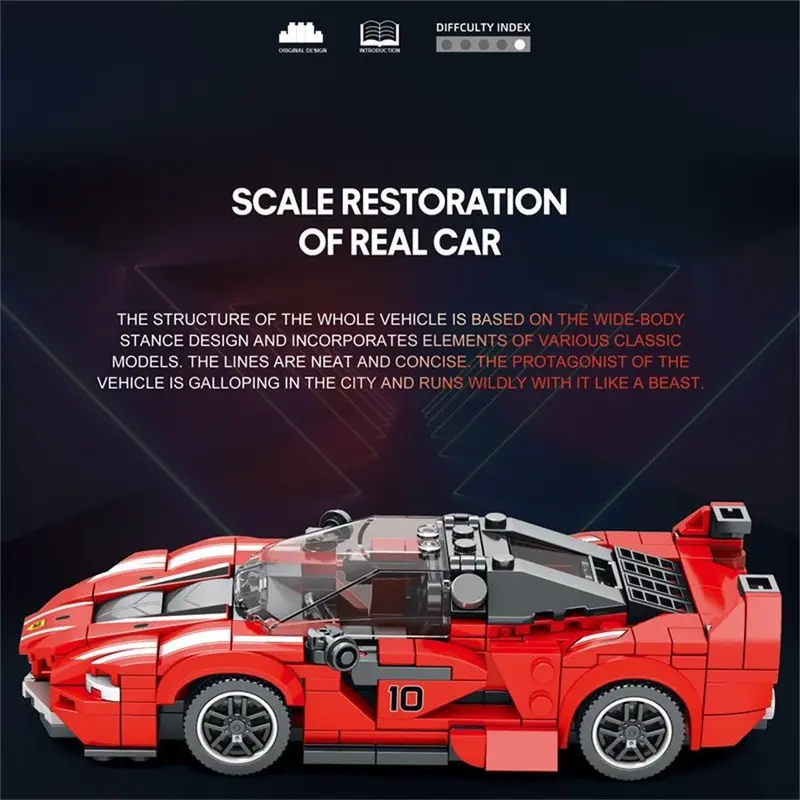 Red Dragon Balance Supercar Model Building Blocks, 360pcs/set DIY Assembly Building Blocks Toy, Creative Model Blocks Building Toy for Kids 7