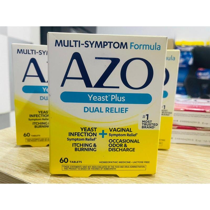 Viên uống Azo vàng giảm viêm nhiễm, ngứa rát vùng kín Azo Yeast Plus hộp 60 viên - Hàng Mỹ