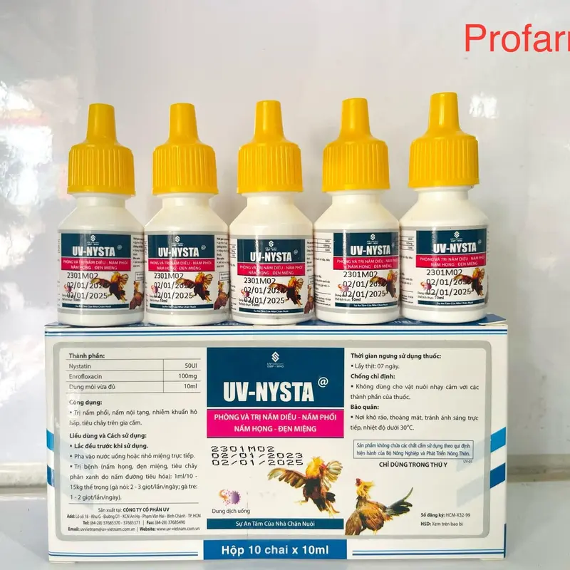 UV Nista (10 ml) Nấm diều, họng, tiêu hoá, phân xanh, phân trắng trên gà đá, chim kiểng và thú cưng - Profarm 0