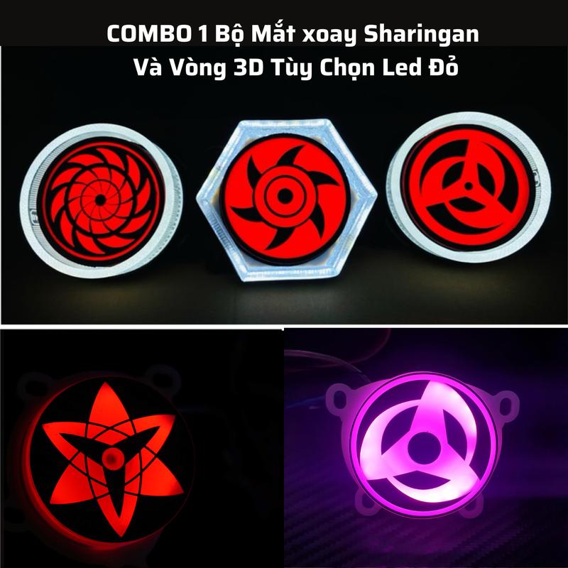 COMBO 1 Bộ Đèn LED Mắt xoay Sharingan Và Vòng 3D KÍCH THƯỚC 3.0 INCH - CHỈ DÀNH CHO THỢ LÀM ĐÈN , KHÔNG LẮP CHO XE ĐIỆN