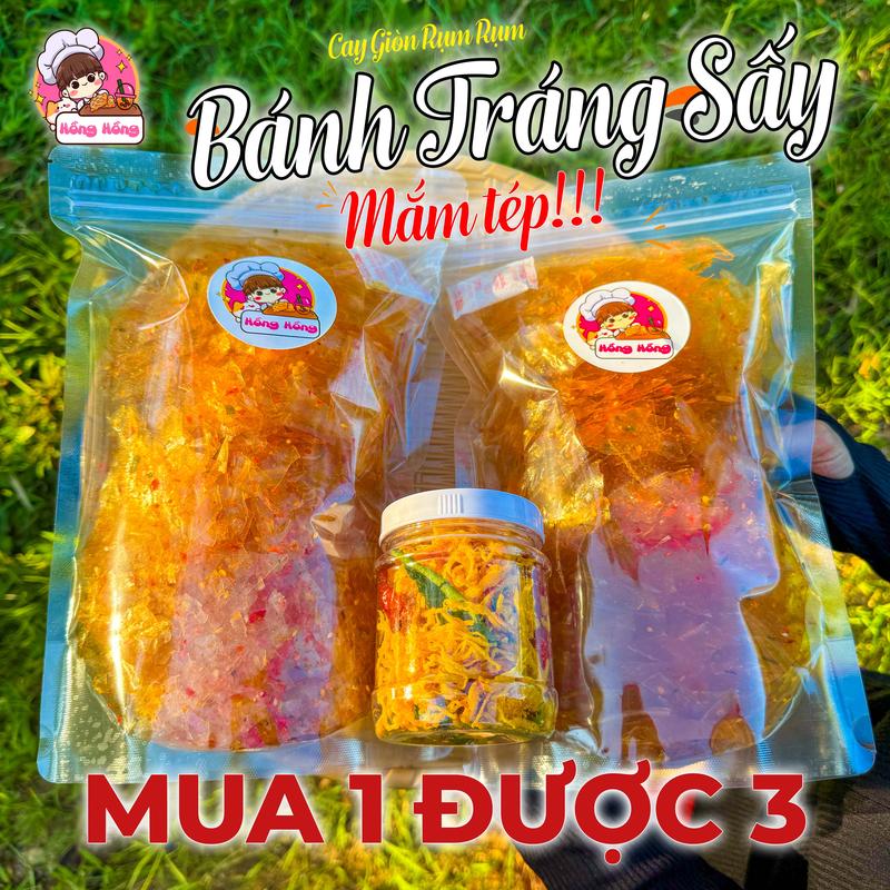 [ MUA 1 ĐƯỢC 3 ] Bánh Tráng Sấy Mắm Tép Siêu Giòn Siêu Cay 1000gr + Khô Gà Lá Chanh - Đặc Sản Bình Định - Snack, Food