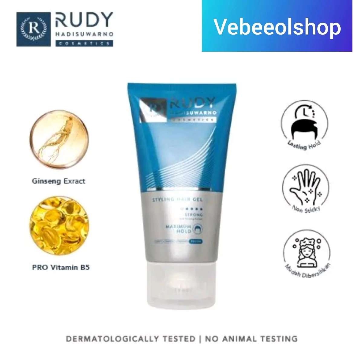 RUDY HADISUWARNO STYLING HAIR GEL GINSENG MAXIMUM HOLD 150 M Penataan Rambut