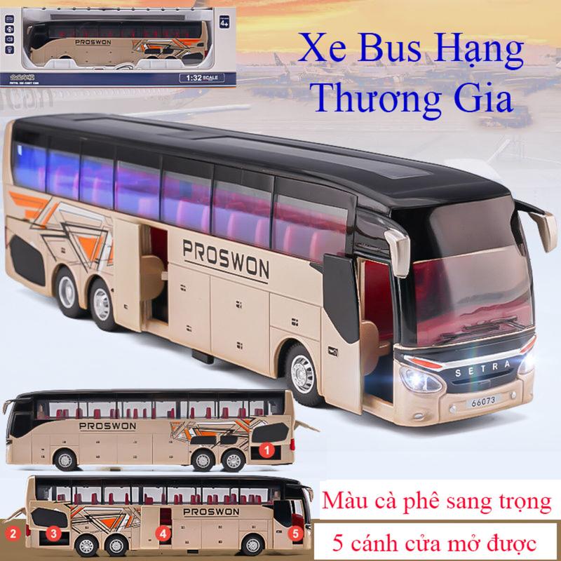 Mô hình xe bus chở khách hạng thương gia bằng hợp kim có nhạc và đèn mở được tất cả cánh cửa Toy Đồ Chơi
