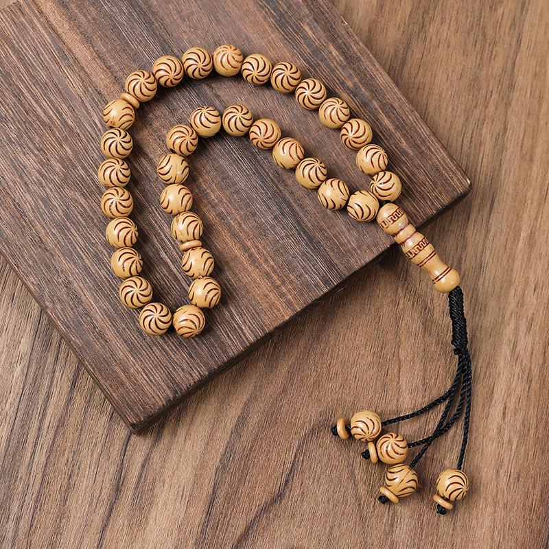 Product Introduction of 33 Natural Blackwood Tesbiha Bracelet | Men's Worship Beads Dhikr Counter Handmade Beaded Muslim Bracelet Meditation/Daily Dual-Use 3