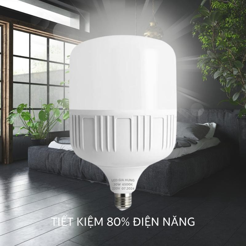 [LOẠI 2] Bóng đèn LED siêu sáng 30W Gia Hưng GHCB3BTS30 - Tiết kiệm điện 90%, chống nước, vỡ led  đen bóng  đen bóng  đèn 3
