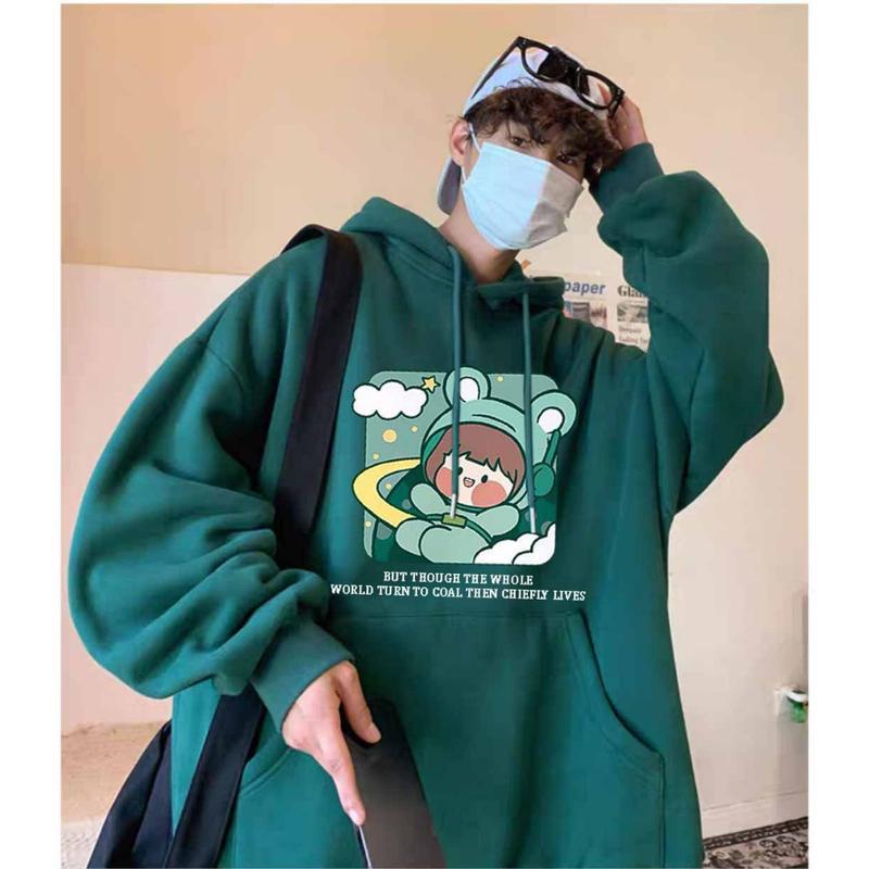 Áo Khoác Nỉ Ao Hoodie Form Rộng Xanh Rêu Đen Free Cô Bé NASA Menswear Nam 3