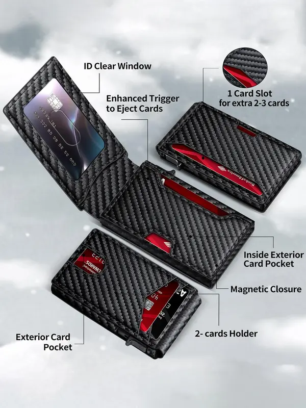 Men's Business Rfid Blocking Wallet, Simple Plain Multi Card Slots Wallet, Minimalist Matching Super Slim Card Holder for Men Back To School, Business Matching Wallet 5