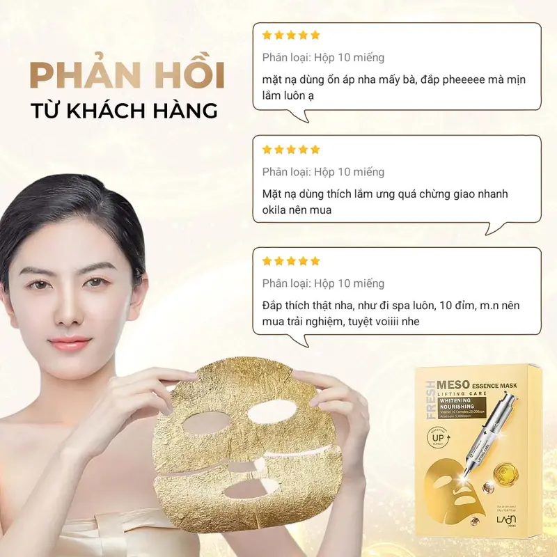 Mặt Nạ Vàng hỗ trợ săn chắc da, nâng cơ và dưỡng ẩm dịu nhẹ Laonmedi Meso Lifting Care 30ml (10 miếng) Skincare Cosmetics  VKM Hàn Quốc 5