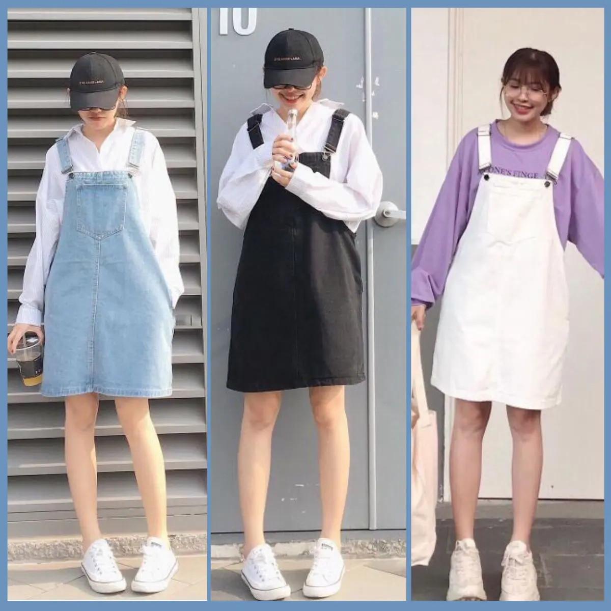 Yếm Váy Jean Rộng 2 Dây Cao Cấp 3 Màu Cá tính 3 size Phong Cách Hàn Quốc 093