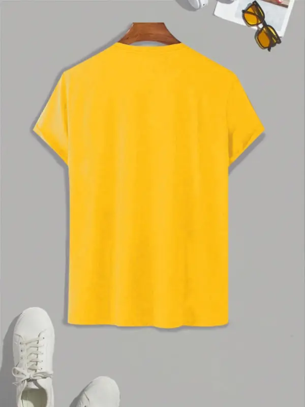 Men's Regular Fit Letter & Heartbeat Print Round Neck Tee, Casual Short Sleeve Crew Neck T-shirt for Summer, Fashion Men's Top for Daily Wear 1
