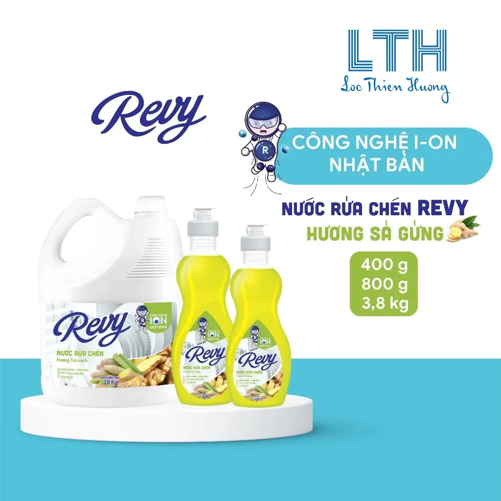 Nước Rửa Chén REVY hương Sả Gừng Làm Sạch Hiệu Quả - Không Hại Da Tay Với Thành Phần Tự Nhiên