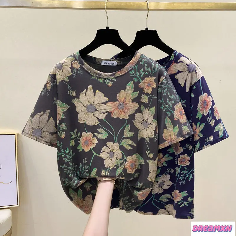 Áo Cánh Áo Thun Ngắn Tay In Họa Tiết Thời Trang Phong Cách Hàn Quốc Mùa Hè Cỡ Lớn Cho Nữ Women Top Women Top