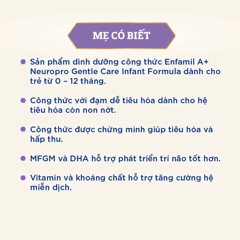 Sản phẩm Enfamil A+ Neuropro Gentle Care Infant Formula dành cho bé từ 0 – 12 tháng tuổi - 350g 1
