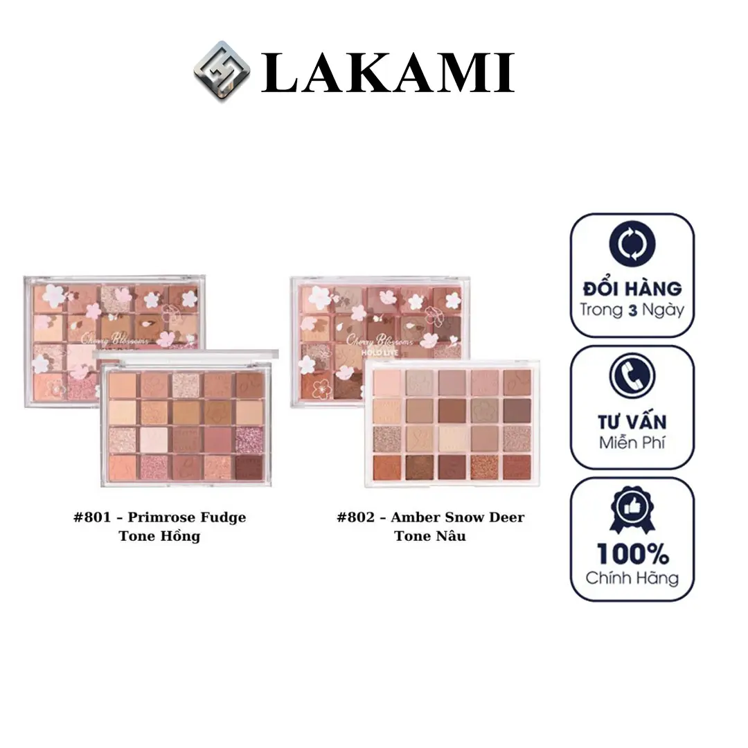 Bảng Phấn Mắt HOLD LIVE 20 Ô Evening Sakura Dance Eyeshadow Palette makep tone hồng và tone nâu - LAKAMI.BEAUTY