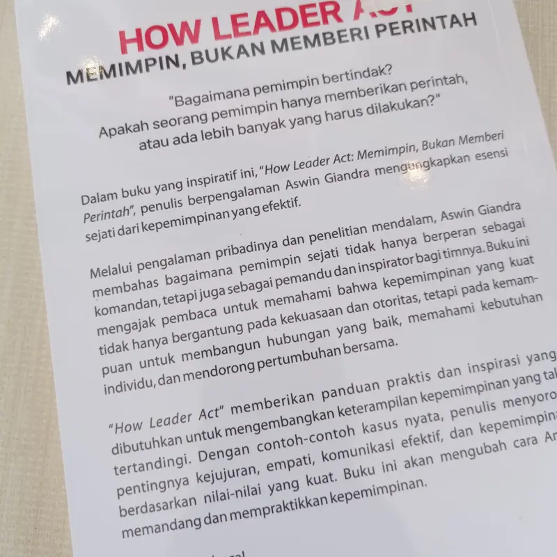 How Leader Act by Aswin Giandra - Memimpin, Bukan Memberi Perintah 5