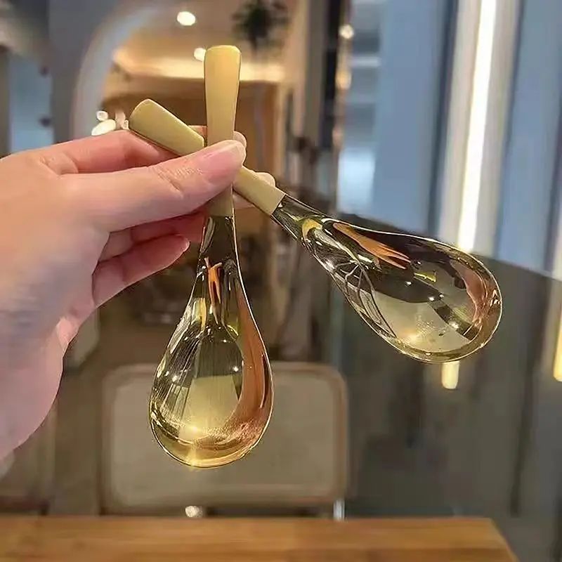 Thìa Thép Không Gỉ, Bộ Đồ Ăn Cán Dài Hàn Quốc, Thìa Khuấy Dày, Thìa Đá, Thìa Ăn, Thìa Ăn Tối Gia Dụng, Nĩa Tráng Miệng
