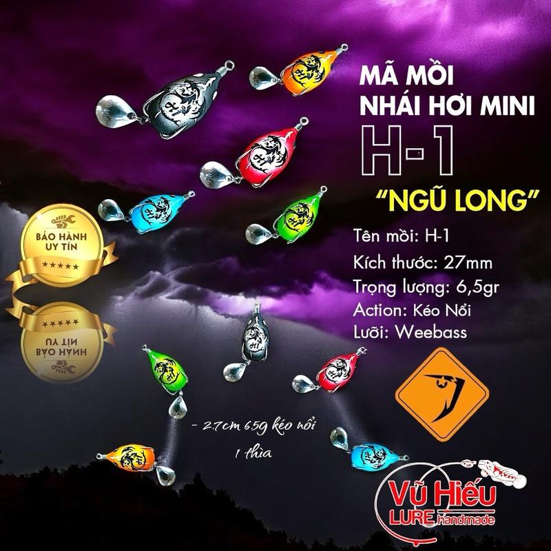 Nhái hơi H1 Ngũ Long Vũ Hiếu 2.7cm bản lưỡi Weebass Thailand lưỡi trắng dẻo dai chống rỉ cao. Đi Câu Fishing Câu Cá ,Mồi Bắt Cá