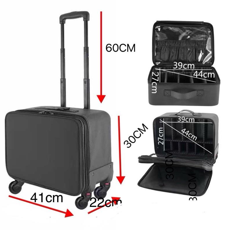   DA PU Tặng 3 Túi  Vali Kéo Đựng Đồ Trang Điểm 41cm Makeup Mỹ Phẩm Chống Nước 