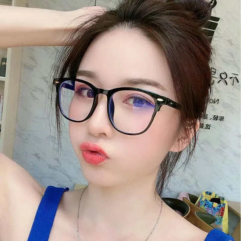 new cross-border anti-blue flat glasses Internet celebrity men's rice nail glasses frame women's Korean version of myopia glasses