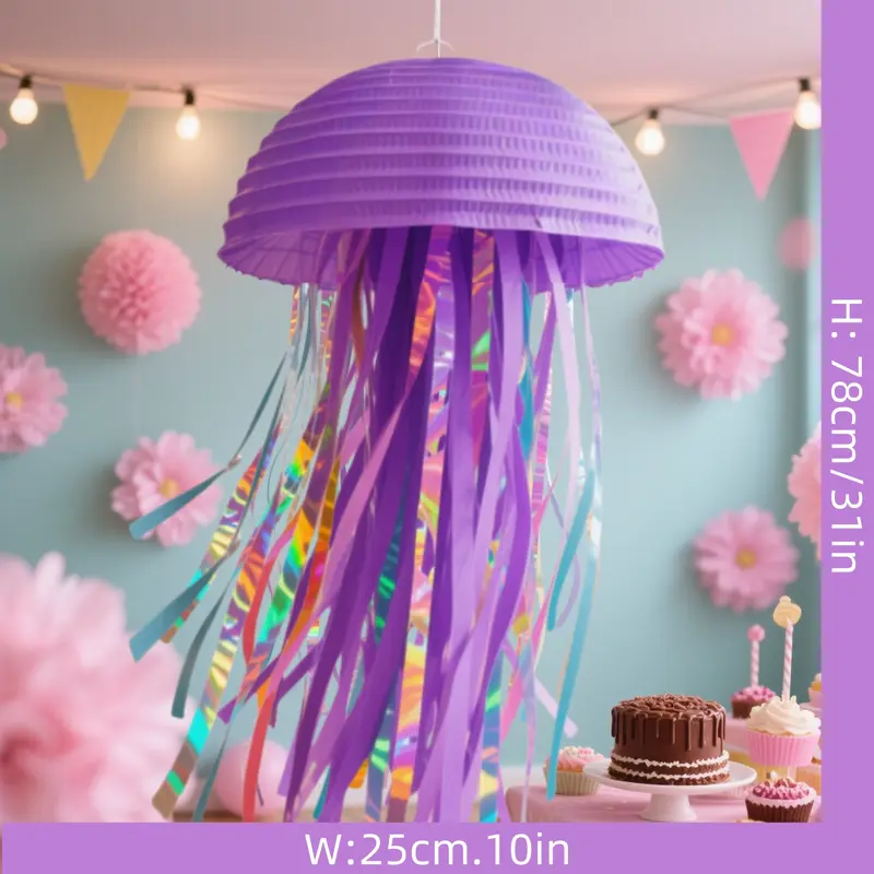 Paper Jellyfish Design Hanging Decoration, 1 Count Under The Sea Themed Hanging Ornament, Decorative Hanging Decor for Home Party & Wedding 1