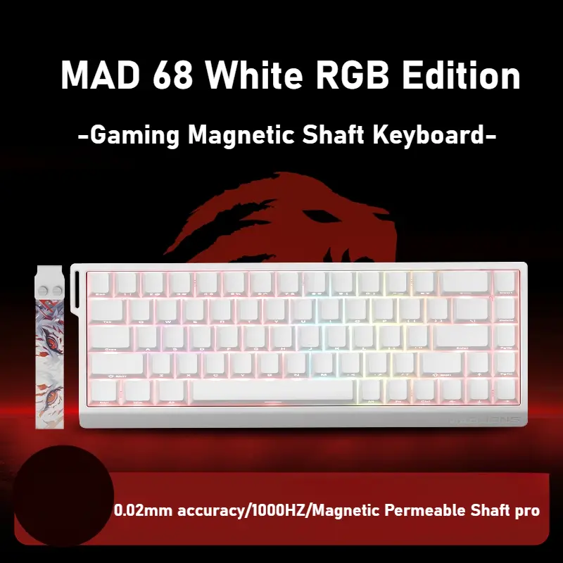 Bàn phím chơi game có dây trục từ tính, MADLIONS MAD60 / 68 HE, 61 / 68 phím, thời gian đáp ứng thấp, hoán đổi nóng cho tất cả các phím, thích hợp cho chơi game 6