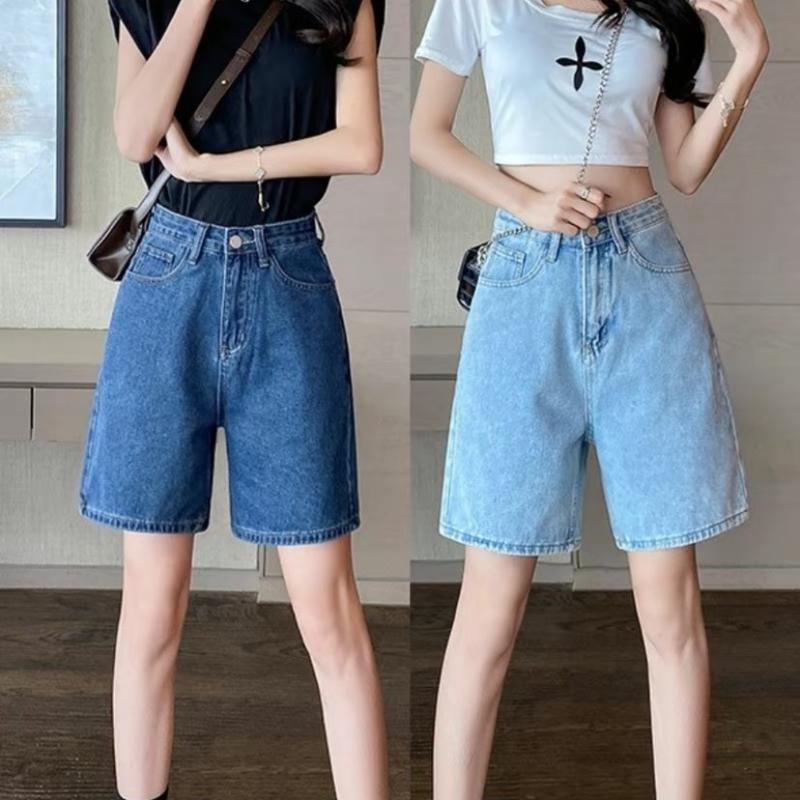  Quần Short Jean Ngố Lững Lưng Cao Ống Rộng Xinh Xắn Phong Cách Hàn Quốc Nữ Women 