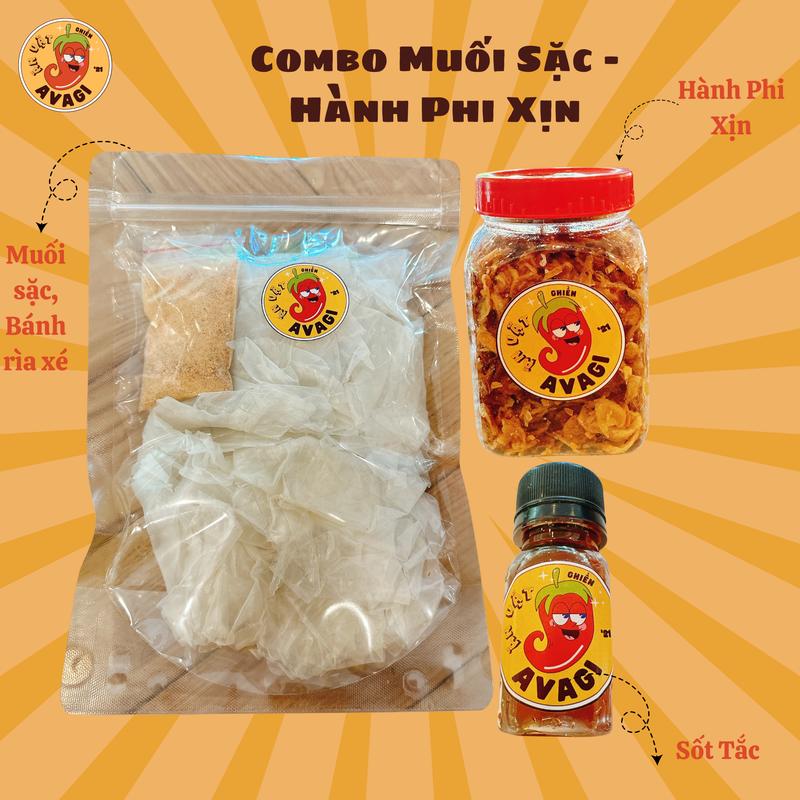 Set Bánh Tráng Muối Sặc Cay- Hành Phi Xịn 80Gr, Ăn vặt AVAGI, Snack Thức Ăn