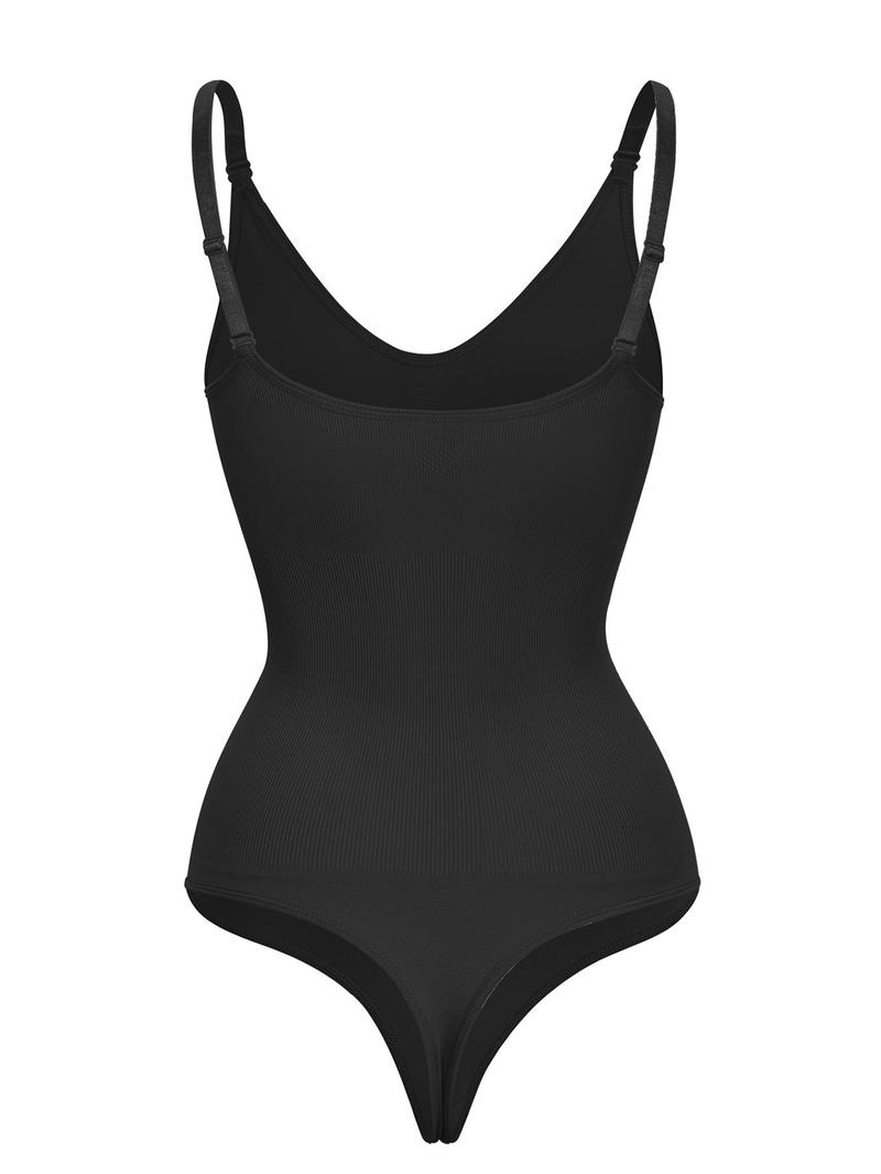 Product Introduction of Women's Solid Backless V Neck Shapewear Bodysuit, Hook Eye Design Basic Minimalist Adjustable Strap Bodysuit, Ladies Shapewear for Daily Wear, Tummy Tuck Garment 2