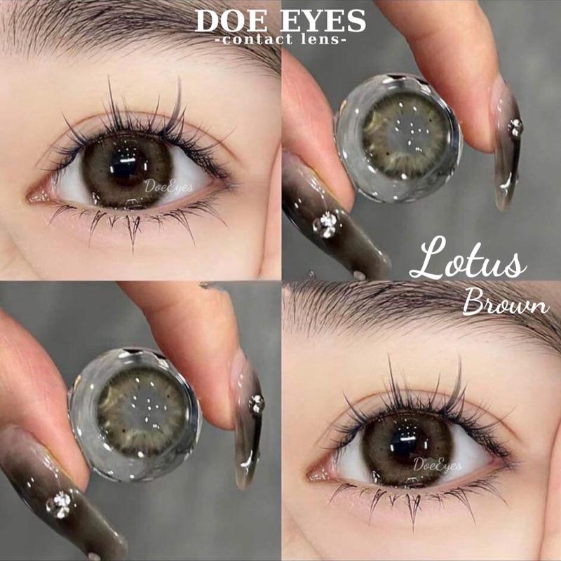 [ Lotus Brown] có cận đến 7.00 - Lens Kính áp tròng Doe Eyes - 1 CHIẾC lens Trung - Kính áp tròng cận