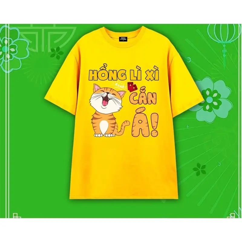 Áo Thun Gia Đình Hổng Lì Xì cắn á,chất vải cotton mềm mịn thoáng mát Nam Nữ  Menswear Cổ Tròn Unisex 1