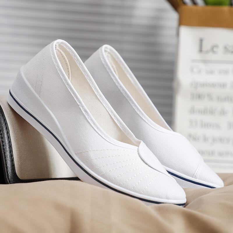 Product Introduction of 2025  brand nurse women's sloping heel soft soled cowhide sole beauty shoes, summer odor proof, breathable and non tiring white shoes Footwear Girl Fashion Heeled 0