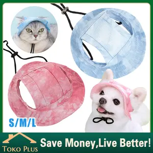 Topi Hewan Kecil Model Bucket Hat Lucu Warna Pink Biru Anti Panas Matahari Cocok untuk Anjing Kucing Jalan Jalan dan Liburan Travel